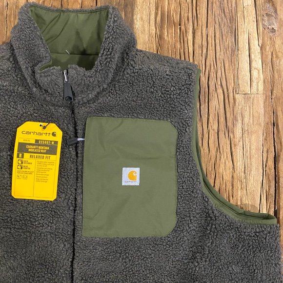 Carhartt Vest Womens 1X Olive Green Montana Sherpa Reversible 0V5607-W NEW* - Picture 7 of 9